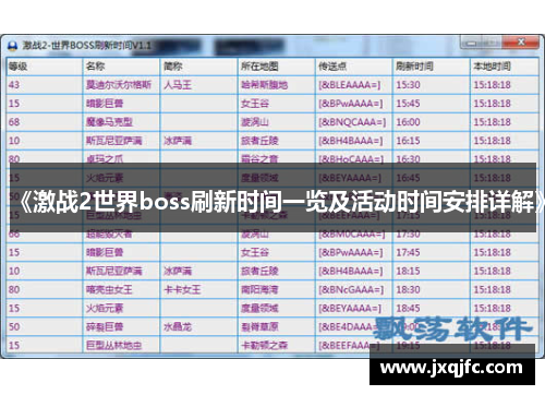《激战2世界boss刷新时间一览及活动时间安排详解》