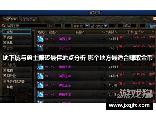 地下城与勇士搬砖最佳地点分析 哪个地方最适合赚取金币
